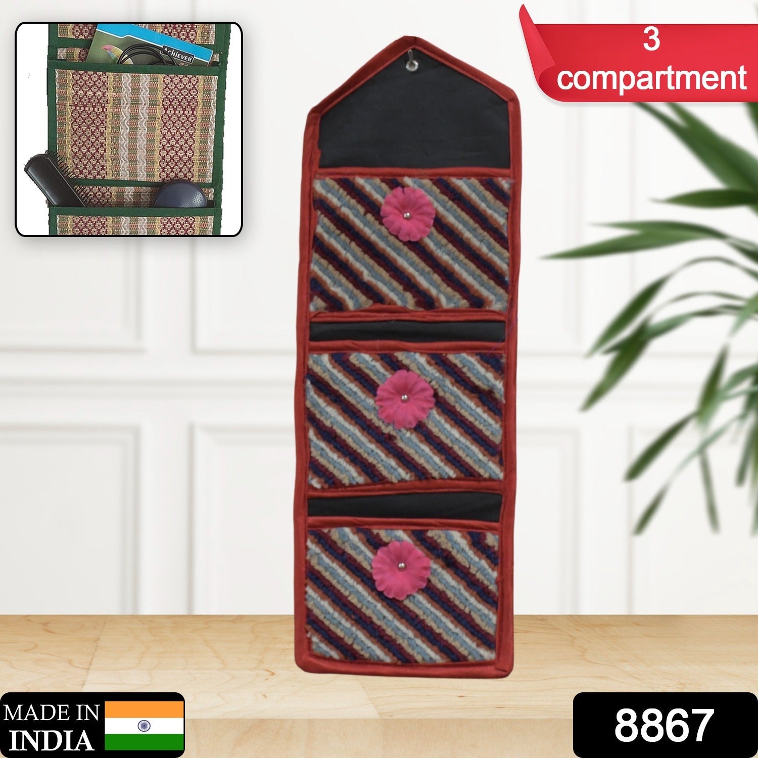 8867 Foldable Hanging Organizer 3 Compartment, Pocket Organiser, Document Holder Wall Hanging Letter Holder with 3 Pockets | Magazine/Paper Holder, Foldable Hanging Organizer 8867 Foldable Hanging Organizer 3 Compartment, Pocket Organiser, Document Holder Wall Hanging Letter Holder with 3 Pockets | Magazine/Paper Holder, Foldable Hanging Organizer